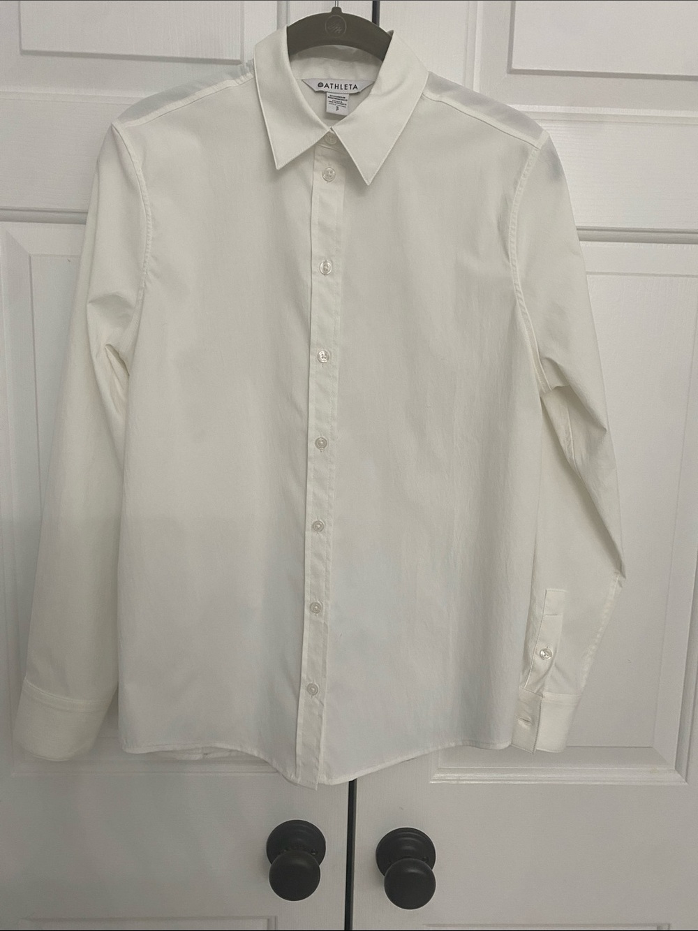 Athleta Womens Crisp White Long-Sleeve Dress Shirt